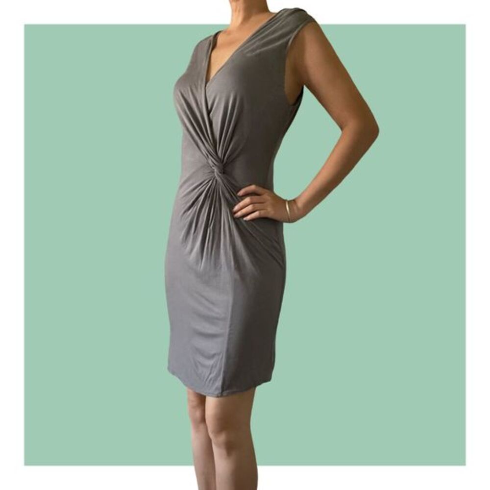 Studio M Sleeveless V Neck Mock Front Side Knot Jersey Mini Dress Size M